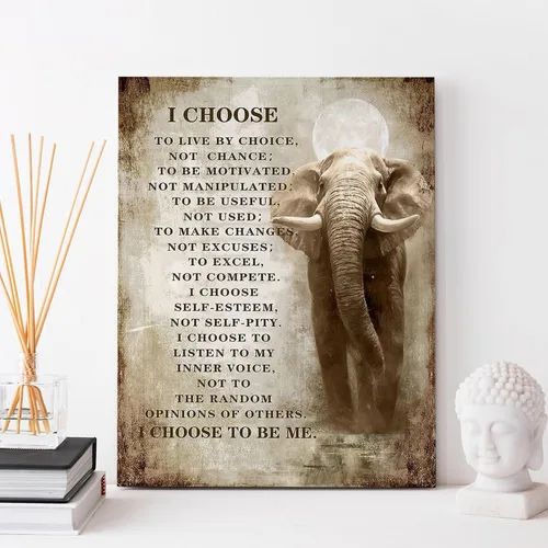 Vista 6 de Luslya Lienzo de elefante cristiano para pared, imagen motivacional de elefante, decoración de pared enmarcada, citas inspiradoras, pósteres