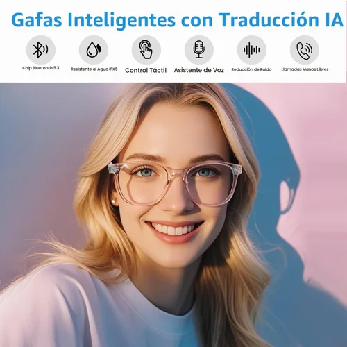 Vista 2 de Gafas inteligentes AI para mujer, gafas Bluetooth de traducción