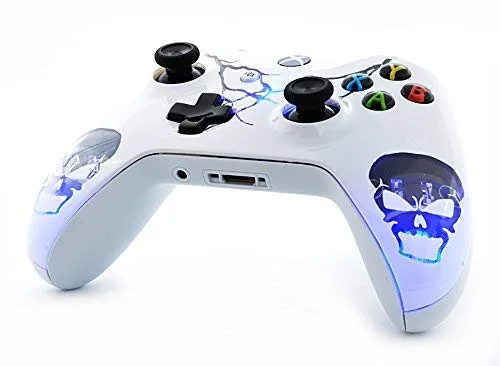 Vista 5 de Rapid Fire Custom Standard Modded Controller Compatible with Xbox One SX 40 Mods for All Major Shooter Games (3.5 mm Jack) (Skulls White)