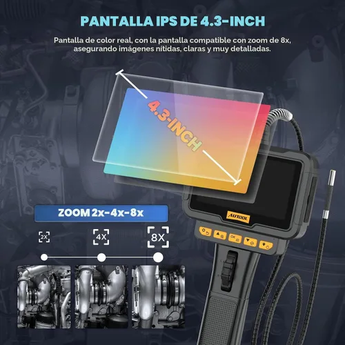 Vista 7 de AUTOOL Boroscopio articulado bidireccional de 210 ° con cámara endoscopio de luz