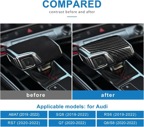 Vista 3 de Fibra de carbono, para Audi, cubierta de palanca de cambios para Audi A6/A7 SQ8 RS6 RS7 Q7 Q8/S8, accesorios interiores, negro
