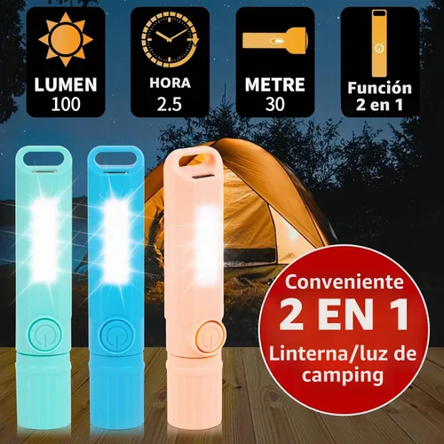 Vista 3 de Paquete de 3 linternas recargables USB C mini linternas LED, combo de linterna de camping, linterna ultraligera con zoom para regalo, camping