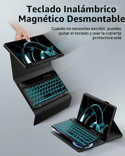 Vista 8 de Funda de teclado para Tab A9 de 8.7 pulgadas con teclado Samsung Galaxy Tab A9-2023 (SM-X110/SM-X115) Funda para tableta con teclado mágico