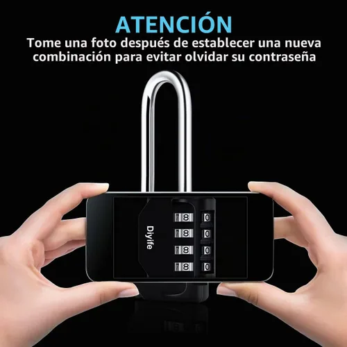 Vista 8 de Diyife Paquete de 3 candados de combinación de grillete de 2.6 pulgadas