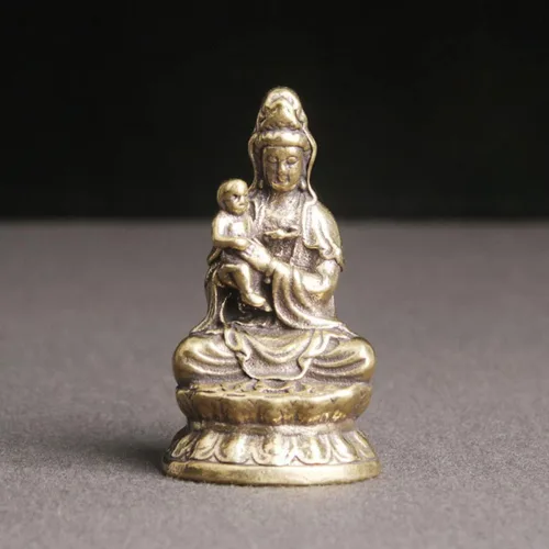 Vista 8 de ORFOFE Kuan - Escritorio de latón femenino para Quan Feng Mercy Lotus A Kwan Style Decoración a estatua Estatua Yin Kids Songzi Good Decorative Have