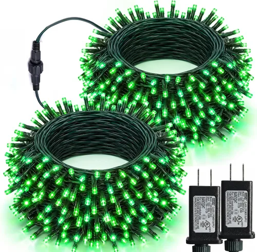 Vista 12 de Luces de Navidad, 1000 luces LED de 328 pies para árbol de Navidad enchufables con 8 modos, control remoto, tira de luces de Navidad impermeables