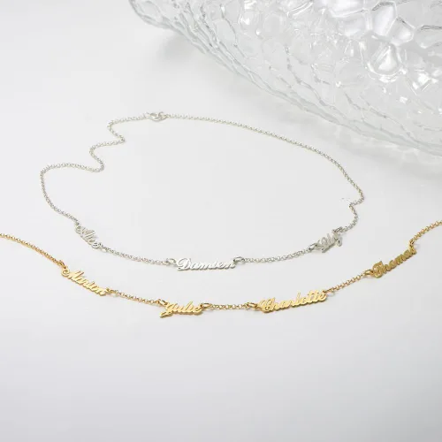Vista 4 de OAK & LUNA - Collar personalizado Krysta con múltiples nombres con opción de diamantes