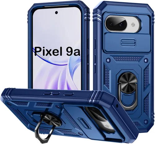 Vista 52 de PASNEW Funda militar para iPhone 13 Pro Max, cubierta de cámara deslizante y soporte de anillo de metal de 360°, carcasa rígida multicapa resistente