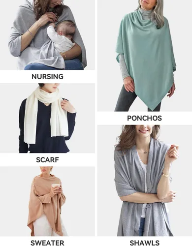Vista 3 de MissShorthair Versatile Women's Shawl Wrap – Soft Knitted Poncho Cape Scarf for Fall Winter