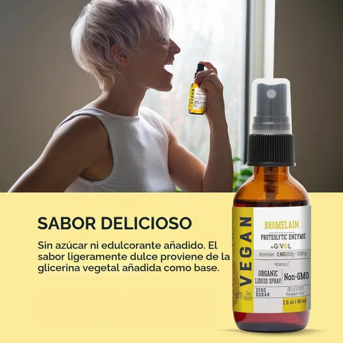 Vista 6 de Spray líquido de bruma de bromelina, sin azúcar, fabricado en Estados Unidos, 2 onzas líquidas, 2 fl oz