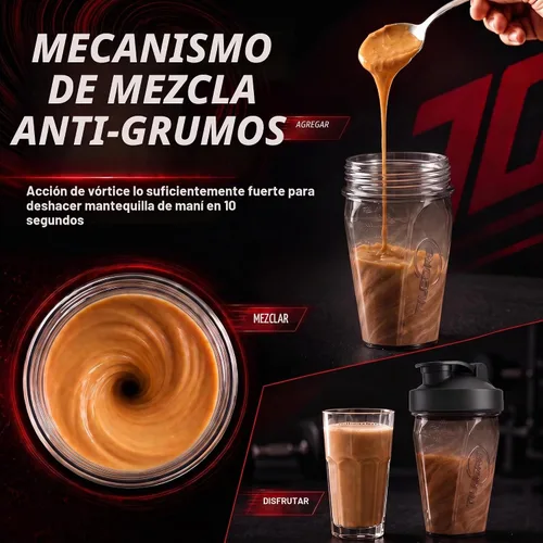 Vista 3 de Vortex - Botella mezcladora de proteínas de 24 onzas / 700ml, taza agitadora prémium sin BPA para batidos y batidos de proteínas, a prueba de fugas