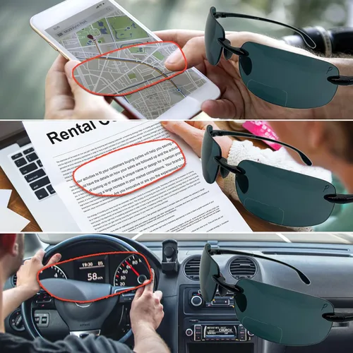 Vista 5 de XII WY - Gafas de sol bifocales unisex sin montura con lentes polarizadas UV400 protección deportiva para hombres y mujeres