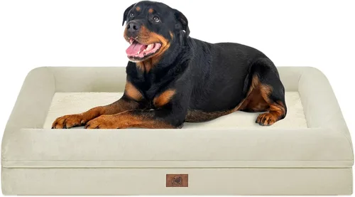 Vista 30 de Cama ortopédica grande para perros, cama impermeable para perros con funda extraíble, sofá suave para mascotas con 4 lados extraíbles y base