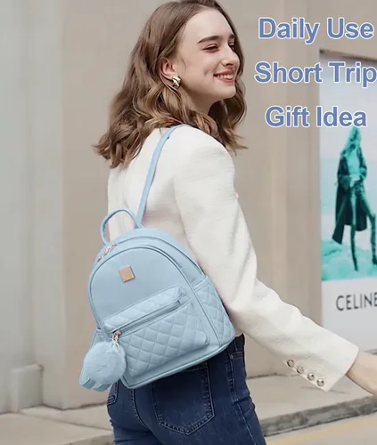 Vista 9 de Mini mochila de moda para niñas, bolso pequeño lindo de cuero a cuadros para mujer, mochilas pequeñas, Negro -, Mini mochila de moda para niñas