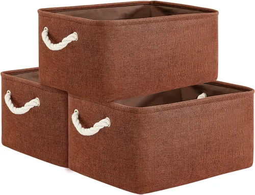 Vista 78 de TheWarmHome Contenedores de almacenamiento para estantes, tamaño mediano, 3 unidades, 13.8 pulgadas de largo x 9.8 pulgadas de ancho x 6.7 pulgadas