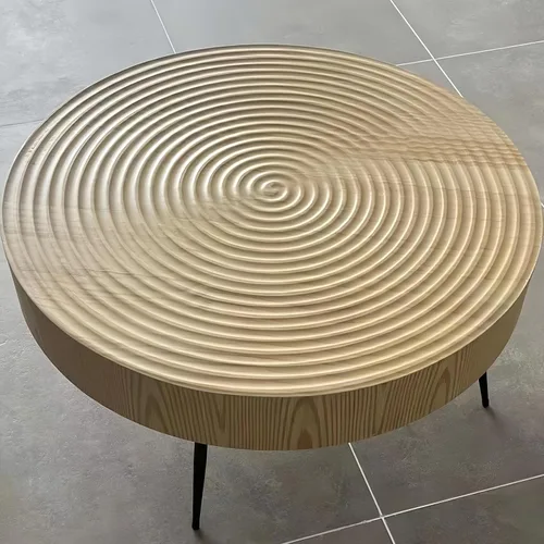Vista 4 de Mesa de centro para sala de estar, sofá, mesa de esquina para el hogar, mesa redonda pequeña, anillos de árbol, mesa de centro de madera maciza