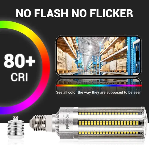 Vista 4 de DragonLight Bombilla LED de maíz mejorada de 60 W sin ventilador (reemplazo de 200 vatios MH/HPS) E26/E39 lámpara LED de base de Mogul grande 6000K