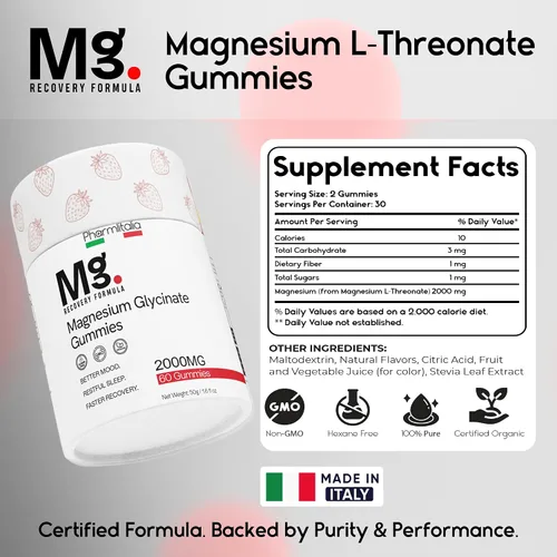 Vista 9 de Gomitas de magnesio L-treonato para adultos y niños de 2000 mg – Suplementos cerebrales para memoria y concentración – Gomitas de magnesio calmantes
