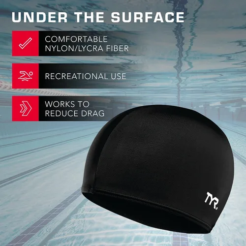 Vista 3 de TYR Adult Lycra Fiber Swim Cap - Lightweight Warm Water Recreational Cap