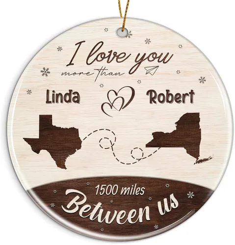 Vista 24 de Adorno personalizado para la primera Navidad del bebé 2025 con nombre personalizado, lindo oso en la luna, adornos redondos, regalo de primer