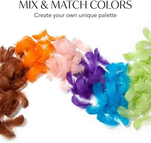 Vista 5 de 1500 plumas coloridas de alta calidad a granel – 15 colores surtidos (100/paquete) – Plumas para jaulas, plumas suaves naturales para manualidades