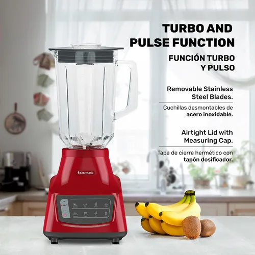 Vista 6 de TAURUS GRANDEUR TOUCH REC Batidora súper táctil con función programable 800W Jarra de vidrio 1.5 L Función turbo y pulso 5 funciones