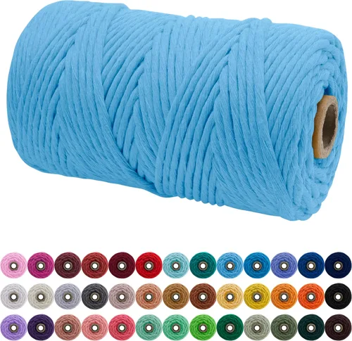 Vista 185 de JeogYong Cordón de macramé de un solo hilo 3 mm x 109 yardas (328 pies) Cuerda de algodón suave Hilo de macramé de 3 mm, suministros de macramé