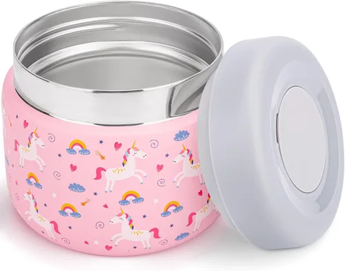 Vista 11 de Charcy Tarro de comida aislado de acero inoxidable para niños, termo de sopa de boca ancha a prueba de fugas, juego de recipientes para 8 horas