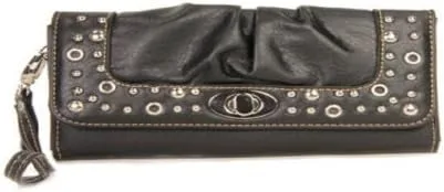 Vista 2 de Negro Studded Turnlock Wristlet cartera