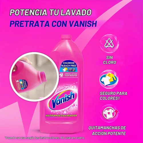 Vista 5 de Vanish Removedor de manchas sin blanqueador de color líquido rosa 925ML