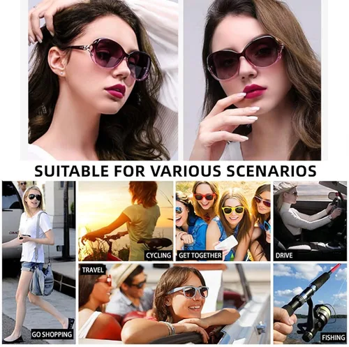Vista 6 de Liuyoyo Gafas de sol polarizadas para mujer, de moda, con marco grande, a la moda, con protección UV