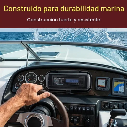 Vista 7 de Cubierta estéreo marina resistente al agua, escudo protector de radio de barco resistente de color humo con puerta abatible y liberación cargada por