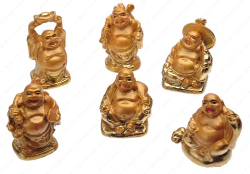 Vista 2 de M.V. Trading Estatua de Buda Happy Laughing, juego de 6, 2 pulgadas, Bonze