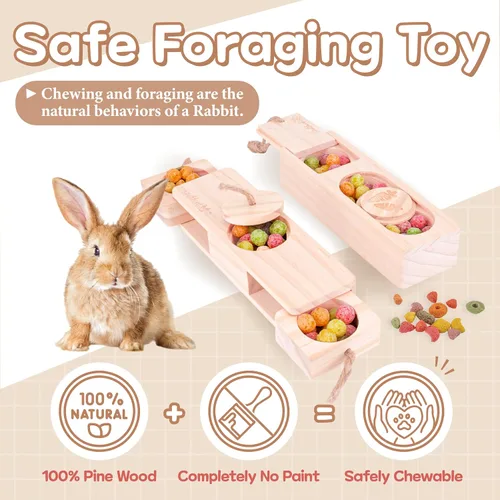 Vista 4 de SoulThink® Juguetes Interactivos Avanzados de Madera para Conejos Mascotas - Juguetes Masticables Olfatea y Come para Golosinas de Conejo, Adecuados