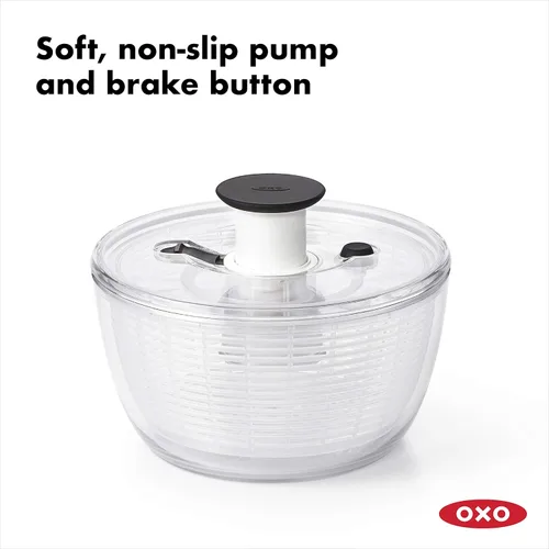 Vista 7 de Cosco 11408PBL1E Taburete plegable de tres escalones grandes con empuñadura de goma, platino y OXO Good Grips - Ensaladera grande