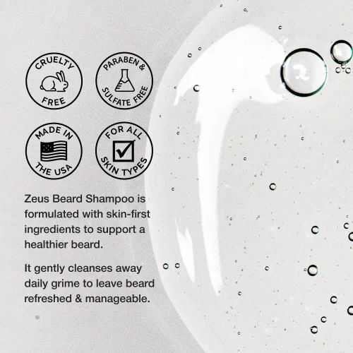 Vista 5 de ZEUS Champú para barba para hombres con manzanilla, té verde y aceites esenciales, hidratación de limpieza profunda para un vello facial más suave