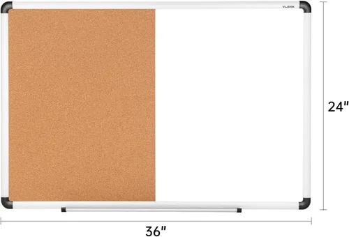 Vista 7 de VUSIGN Combinación de pizarra blanca y tablero de corcho, 24" x 36