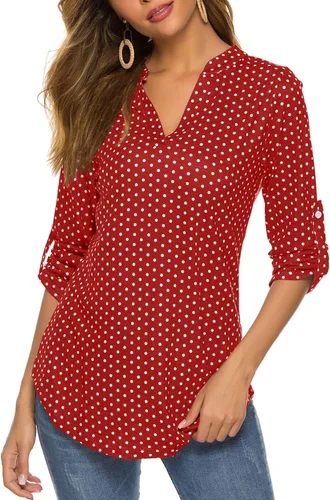 Vista 10 de Halife Blusa de trabajo con cuello en V y manga 3/4 enrollable, estampado c-army verde