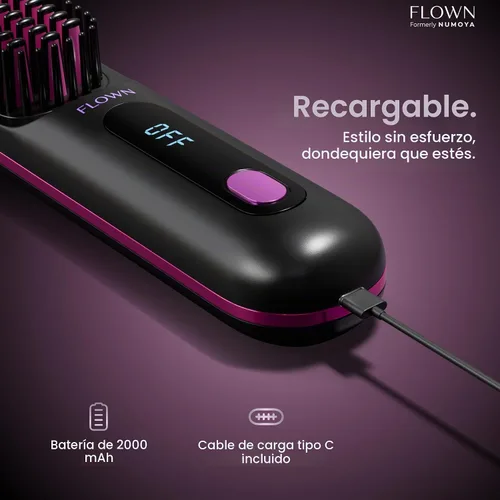 Vista 5 de Flown® Original Go Brush PRO - Cepillo térmico sin daños Cargador USB-C Negro