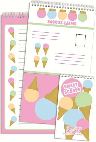 Vista 12 de iscream Seal and Send - Bloc de notas de papelería de 40 hojas con sellos, pelotas de playa 40 Pack, Cute Design, Spiral Bound, Large 10.5" x