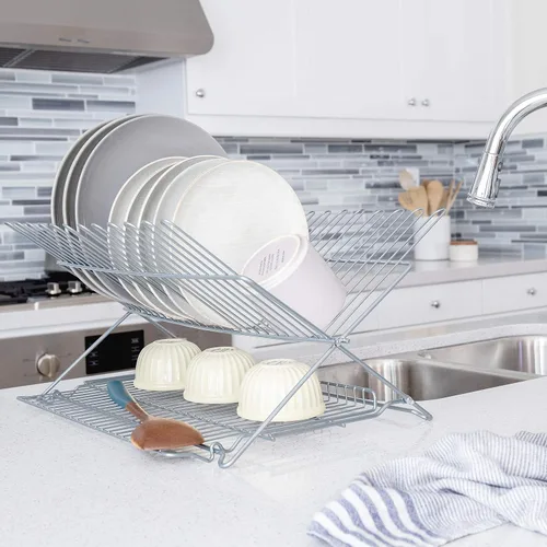 Vista 4 de Mejor Houseware3489.5plegable Dish Rack, color plateado metálico