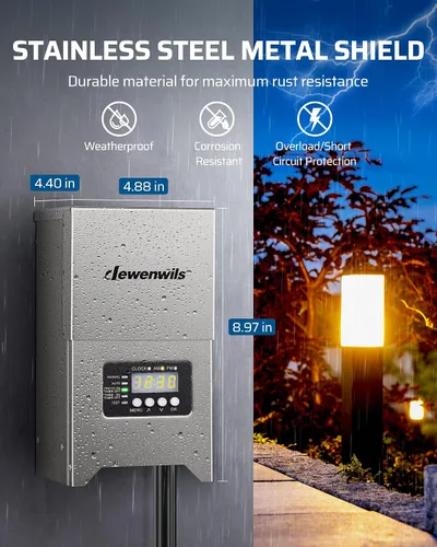Vista 6 de DEWENWILS Transformador de bajo voltaje de 300W para paisaje, transformadores de bajo voltaje para exteriores con sensor de fotocélula