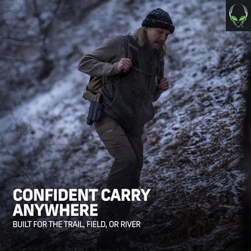 Vista 8 de Alien Gear Rapid Force - Funda OWB de nivel 2 – Deslizador de cinturón de bloqueo – Mano derecha – Compatible con modelos Sig Sauer y Glock – Sin