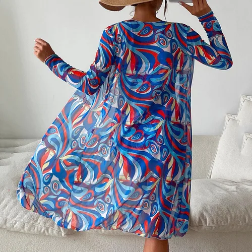 Vista 4 de Traje de baño de 3 piezas para mujer, estampado floral, ropa de playa para mujer, bikini de cintura alta con kimono #