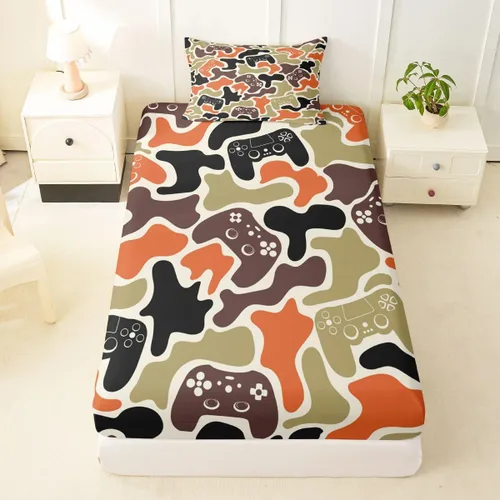 Vista 32 de Erosebridal Camouflage Sheets for Boys Girls Game Console Fitted Sheet,3D Gamer Controller Kids Bedding Sets Army Camo Bed Sets Twin 2 Piece Army