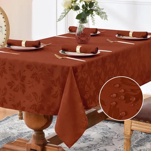 Vista 18 de Romanstile Mantel rectangular de jacquard de primavera, impermeable, diseño floral de damasco, manteles decorativos de tela pesada para cenas