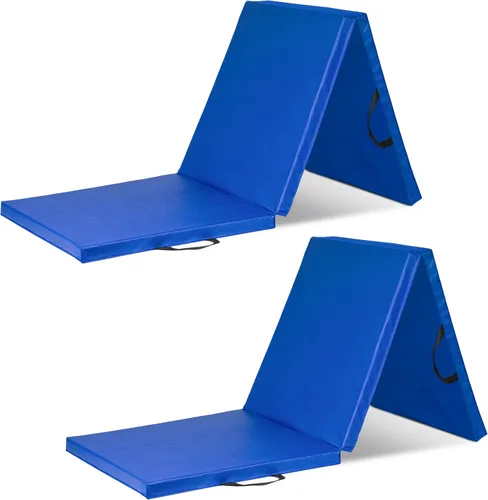 Vista 7 de ProSource - Alfombrilla de ejercicio plegable y gruesa de tres pliegues de 6 x 2 pies con asas de transporte para MMA, gimnasia, estiramiento