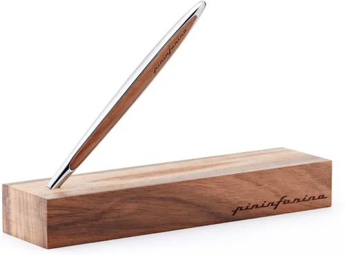 Vista 8 de pininfarina CAMBIANO INK. Bolígrafo de lujo. Cuerpo de aluminio con insertos y soporte de escritorio en madera de nogal. El mejor juego de regalo