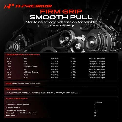 Vista 2 de A-Premium Conjunto de tensor de correa con polea compatible con Volvo
