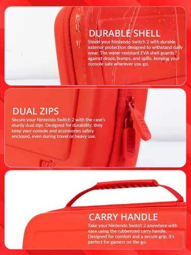 Vista 4 de Orzly Case Compatible with Nintendo Switch 2 Protective Travel Carry Case with Screen Padding, Game Card & microSD Slots, Zipped & Open Pockets for